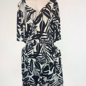 Black and White Leaf Print Dress
